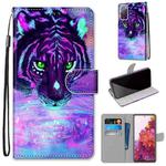 For Samsung Galaxy S20 FE 5G Coloured Drawing Cross Texture Horizontal Flip PU Leather Case with Holder & Card Slots & Wallet & Lanyard(Tiger Drinking Water)