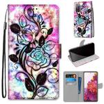 For Samsung Galaxy S20 FE Coloured Drawing Cross Texture Horizontal Flip PU Leather Case with Holder & Card Slots & Wallet & Lanyard(Color Bottom Hollow Flower)