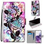 For Samsung Galaxy S21+ 5G Coloured Drawing Cross Texture Horizontal Flip PU Leather Case with Holder & Card Slots & Wallet & Lanyard(Color Bottom Hollow Flower)