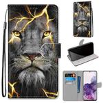 For Samsung Galaxy S21+ 5G Coloured Drawing Cross Texture Horizontal Flip PU Leather Case with Holder & Card Slots & Wallet & Lanyard(Fission Lion)