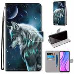 For Xiaomi Redmi 9 Coloured Drawing Cross Texture Horizontal Flip PU Leather Case with Holder & Card Slots & Wallet & Lanyard(Pensive Wolf)