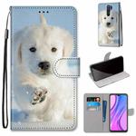 For Xiaomi Redmi 9 Coloured Drawing Cross Texture Horizontal Flip PU Leather Case with Holder & Card Slots & Wallet & Lanyard(Snow Puppy)