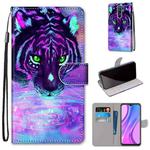 For Xiaomi Redmi 9 Coloured Drawing Cross Texture Horizontal Flip PU Leather Case with Holder & Card Slots & Wallet & Lanyard(Tiger Drinking Water)