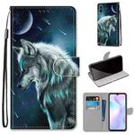 For Xiaomi Redmi 9A Coloured Drawing Cross Texture Horizontal Flip PU Leather Case with Holder & Card Slots & Wallet & Lanyard(Pensive Wolf)