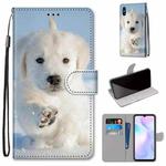For Xiaomi Redmi 9A Coloured Drawing Cross Texture Horizontal Flip PU Leather Case with Holder & Card Slots & Wallet & Lanyard(Snow Puppy)