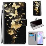 For Xiaomi Redmi 9A Coloured Drawing Cross Texture Horizontal Flip PU Leather Case with Holder & Card Slots & Wallet & Lanyard(Golden Butterfly Group)