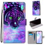 For Xiaomi Redmi 9A Coloured Drawing Cross Texture Horizontal Flip PU Leather Case with Holder & Card Slots & Wallet & Lanyard(Tiger Drinking Water)