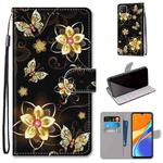 For Xiaomi Redmi 9C Coloured Drawing Cross Texture Horizontal Flip PU Leather Case with Holder & Card Slots & Wallet & Lanyard(Gold Diamond Butterfly)