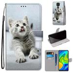 For Xiaomi Redmi 10X 4G / Note 9 Coloured Drawing Cross Texture Horizontal Flip PU Leather Case with Holder & Card Slots & Wallet & Lanyard(Small Gray Cat)