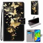 For Xiaomi Redmi 10X 4G / Note 9 Coloured Drawing Cross Texture Horizontal Flip PU Leather Case with Holder & Card Slots & Wallet & Lanyard(Golden Butterfly Group)