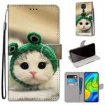 For Xiaomi Redmi 10X 4G / Note 9 Coloured Drawing Cross Texture Horizontal Flip PU Leather Case with Holder & Card Slots & Wallet & Lanyard(Frog Kitten)