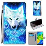 For Xiaomi Redmi 10X 4G / Note 9 Coloured Drawing Cross Texture Horizontal Flip PU Leather Case with Holder & Card Slots & Wallet & Lanyard(Dick Rose Wolf)
