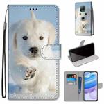For Xiaomi Redmi 10X 5G / 10X Pro 5G Coloured Drawing Cross Texture Horizontal Flip PU Leather Case with Holder & Card Slots & Wallet & Lanyard(Snow Puppy)