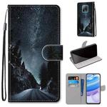 For Xiaomi Redmi 10X 5G / 10X Pro 5G Coloured Drawing Cross Texture Horizontal Flip PU Leather Case with Holder & Card Slots & Wallet & Lanyard(Mountain Road Starry Sky)