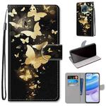 For Xiaomi Redmi 10X 5G / 10X Pro 5G Coloured Drawing Cross Texture Horizontal Flip PU Leather Case with Holder & Card Slots & Wallet & Lanyard(Golden Butterfly Group)