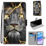 For Xiaomi Redmi 10X 5G / 10X Pro 5G Coloured Drawing Cross Texture Horizontal Flip PU Leather Case with Holder & Card Slots & Wallet & Lanyard(Fission Lion)