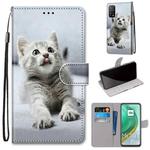 For Xiaomi Mi 10T 5G / 10T Pro 5G / Redmi K30s Coloured Drawing Cross Texture Horizontal Flip PU Leather Case with Holder & Card Slots & Wallet & Lanyard(Small Gray Cat)