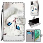 For Xiaomi Mi 10T 5G / 10T Pro 5G / Redmi K30s Coloured Drawing Cross Texture Horizontal Flip PU Leather Case with Holder & Card Slots & Wallet & Lanyard(White Kitten)