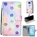 For Xiaomi Mi 10T Lite 5G Coloured Drawing Cross Texture Horizontal Flip PU Leather Case with Holder & Card Slots & Wallet & Lanyard(Footprint Water Drops)