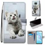 For Xiaomi Mi 10T Lite 5G Coloured Drawing Cross Texture Horizontal Flip PU Leather Case with Holder & Card Slots & Wallet & Lanyard(Small Gray Cat)