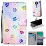 For Nokia 3.4 Coloured Drawing Cross Texture Horizontal Flip PU Leather Case with Holder & Card Slots & Wallet & Lanyard(Footprint Water Drops)