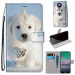 For Nokia 3.4 Coloured Drawing Cross Texture Horizontal Flip PU Leather Case with Holder & Card Slots & Wallet & Lanyard(Snow Puppy)