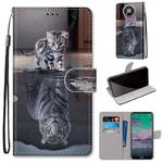 For Nokia 3.4 Coloured Drawing Cross Texture Horizontal Flip PU Leather Case with Holder & Card Slots & Wallet & Lanyard(Cat Becomes Tiger)