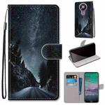 For Nokia 3.4 Coloured Drawing Cross Texture Horizontal Flip PU Leather Case with Holder & Card Slots & Wallet & Lanyard(Mountain Road Starry Sky)