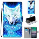 For Nokia 3.4 Coloured Drawing Cross Texture Horizontal Flip PU Leather Case with Holder & Card Slots & Wallet & Lanyard(Dick Rose Wolf)