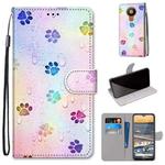 For Nokia 5.3 Coloured Drawing Cross Texture Horizontal Flip PU Leather Case with Holder & Card Slots & Wallet & Lanyard(Footprint Water Drops)