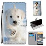 For Nokia 5.3 Coloured Drawing Cross Texture Horizontal Flip PU Leather Case with Holder & Card Slots & Wallet & Lanyard(Snow Puppy)
