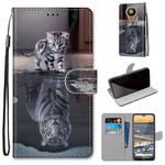 For Nokia 5.3 Coloured Drawing Cross Texture Horizontal Flip PU Leather Case with Holder & Card Slots & Wallet & Lanyard(Cat Becomes Tiger)