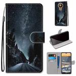 For Nokia 5.3 Coloured Drawing Cross Texture Horizontal Flip PU Leather Case with Holder & Card Slots & Wallet & Lanyard(Mountain Road Starry Sky)