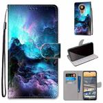 For Nokia 5.3 Coloured Drawing Cross Texture Horizontal Flip PU Leather Case with Holder & Card Slots & Wallet & Lanyard(Colorful Clouds)