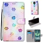 For Nokia 7.2 Coloured Drawing Cross Texture Horizontal Flip PU Leather Case with Holder & Card Slots & Wallet & Lanyard(Footprint Water Drops)