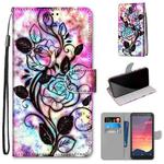 For Nokia C2 Coloured Drawing Cross Texture Horizontal Flip PU Leather Case with Holder & Card Slots & Wallet & Lanyard(Color Bottom Hollow Flower)