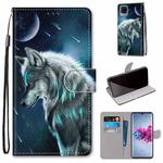 For ZTE Axon 11 5G Coloured Drawing Cross Texture Horizontal Flip PU Leather Case with Holder & Card Slots & Wallet & Lanyard(Pensive Wolf)