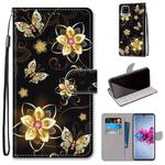 For ZTE Axon 11 5G Coloured Drawing Cross Texture Horizontal Flip PU Leather Case with Holder & Card Slots & Wallet & Lanyard(Gold Diamond Butterfly)