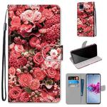 For ZTE Axon 11 5G Coloured Drawing Cross Texture Horizontal Flip PU Leather Case with Holder & Card Slots & Wallet & Lanyard(Pink Rose Garden)
