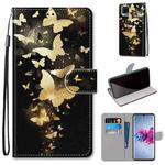 For ZTE Axon 11 5G Coloured Drawing Cross Texture Horizontal Flip PU Leather Case with Holder & Card Slots & Wallet & Lanyard(Golden Butterfly Group)