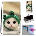 For ZTE Axon 11 5G Coloured Drawing Cross Texture Horizontal Flip PU Leather Case with Holder & Card Slots & Wallet & Lanyard(Frog Kitten)