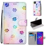 For ZTE Axon 11 SE 5G Coloured Drawing Cross Texture Horizontal Flip PU Leather Case with Holder & Card Slots & Wallet & Lanyard(Footprint Water Drops)
