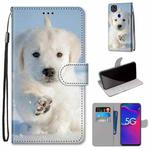 For ZTE Axon 11 SE 5G Coloured Drawing Cross Texture Horizontal Flip PU Leather Case with Holder & Card Slots & Wallet & Lanyard(Snow Puppy)