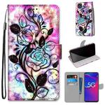 For ZTE Axon 11 SE 5G Coloured Drawing Cross Texture Horizontal Flip PU Leather Case with Holder & Card Slots & Wallet & Lanyard(Color Bottom Hollow Flower)