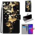 For ZTE Axon 11 SE 5G Coloured Drawing Cross Texture Horizontal Flip PU Leather Case with Holder & Card Slots & Wallet & Lanyard(Golden Butterfly Group)