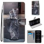 For iPhone 12 mini Coloured Drawing Cross Texture Horizontal Flip Leather Case with Holder & Card Slots & Wallet & Lanyard(Cat Becomes Tiger)