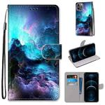 For iPhone 12 Pro Max Coloured Drawing Cross Texture Horizontal Flip PU Leather Case with Holder & Card Slots & Wallet & Lanyard(Colorful Clouds)