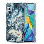 For Huawei P30 TPU Gilt Marble Pattern Protective Case(Blue)