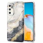 For Huawei P40 TPU Gilt Marble Pattern Protective Case(Black Grey)