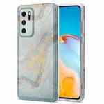 For Huawei P40 TPU Gilt Marble Pattern Protective Case(Light Blue)